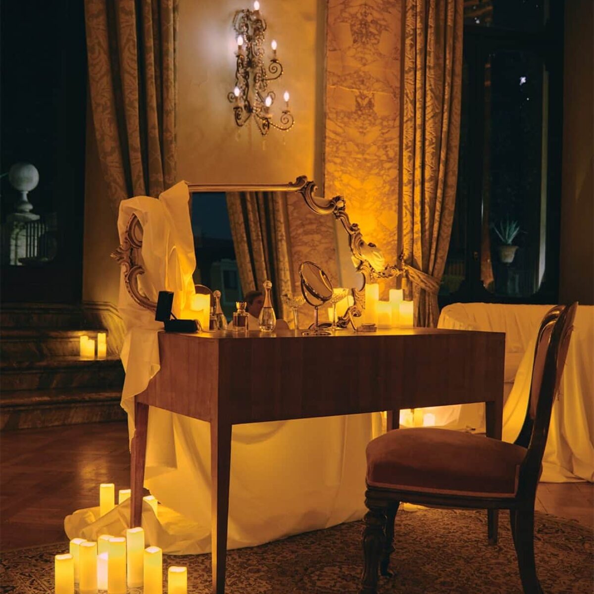 Allestimento candlelight per l'evento Dondup x Achille Lauro a Roma